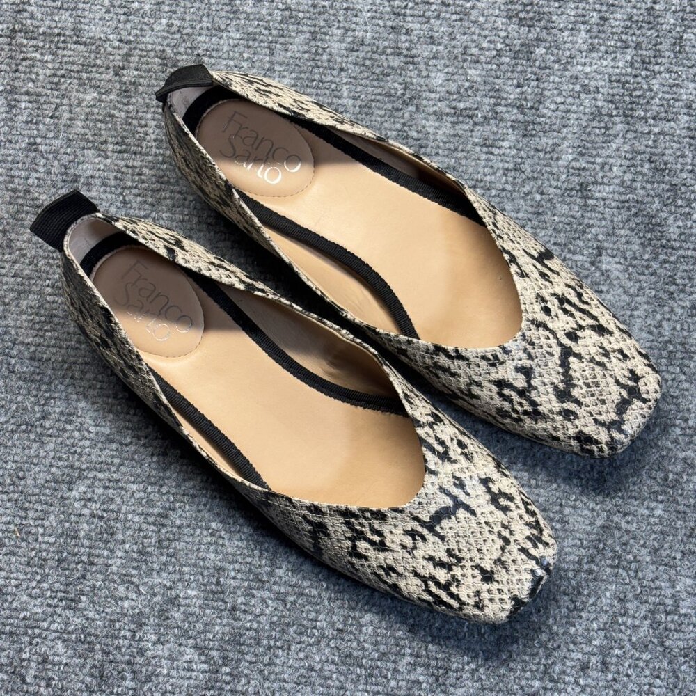 Franco Sarto Ballet Flats Womens 7M Snake Print Slip On Comfort Shoes